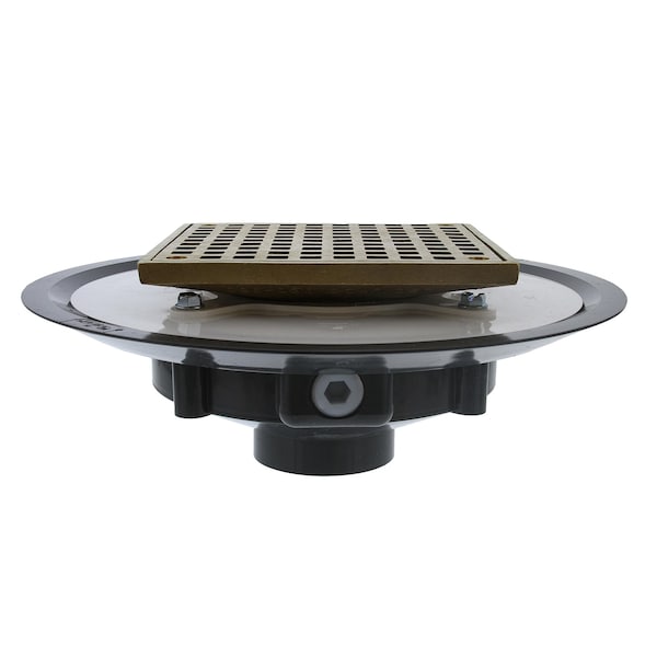 Jones Stephens 2in. Heavy Duty PVC Drain Base with 3-1/2ft Metal Spud and 6in. Polished Brass Strainer D50069 - main